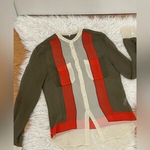 Rare limited edition T babaton 100% silk sheer button up shirt - sz S